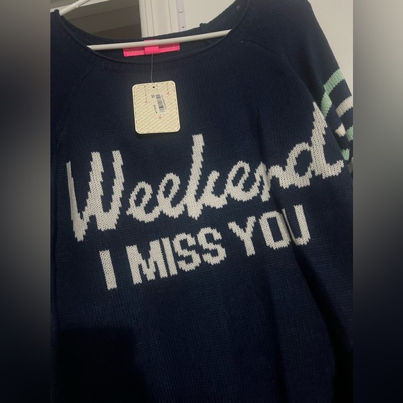 Weekend I Miss You sweater navy blue soft cozy sweater winter outfit New lovely - Picture 4 of 11